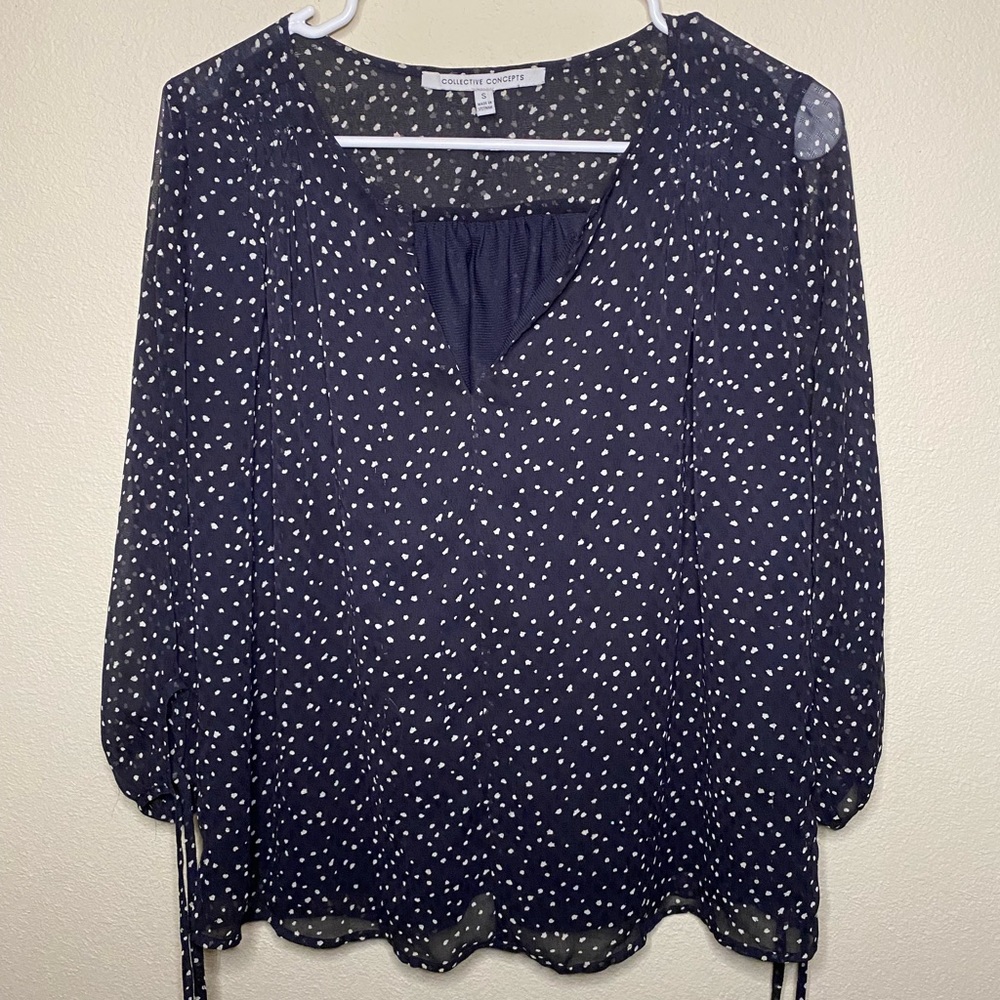 Blue Dotted Blouse - Size Small
